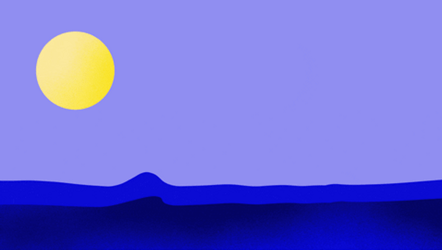 Animated Ocean Waves With Moon View GIF