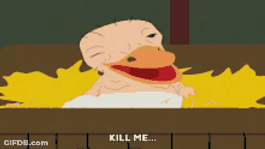 Animated Old Duck Saying Kill Me GIF