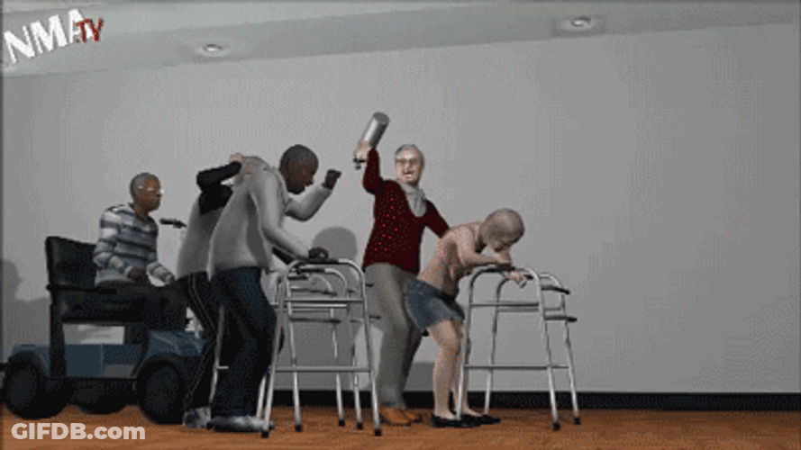 Animated Old People Having Party GIF