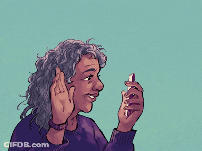 Animated Old Woman Receiving Multiple Text Message GIF