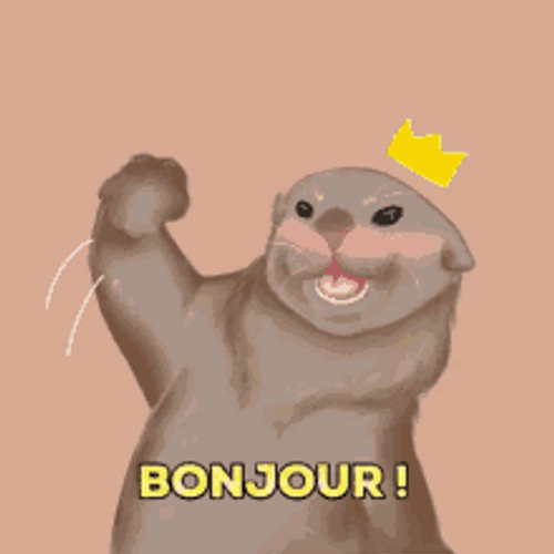 Animated Otter Waving Bonjour GIF
