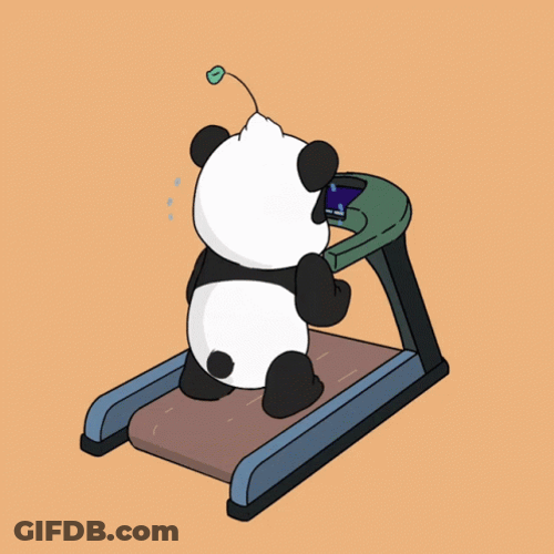 Animated Panda On Treadmill GIF