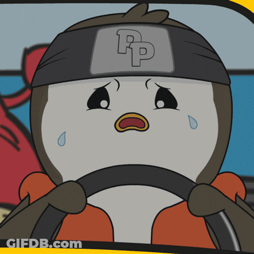 Animated Penguin Crying In Traffic GIF