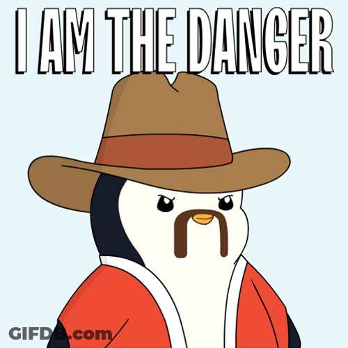 Animated Penguin In A Hat Im In Danger GIF