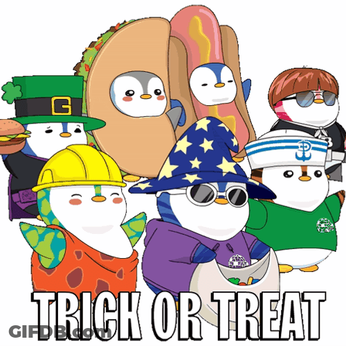 Animated Penguins Trick Or Treat GIF