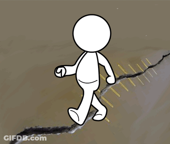Animated Person Walking On Earthquake Fault Line GIF