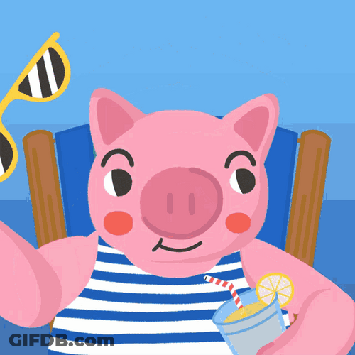 Animated Pig Good Morning Happy Labor Day GIF