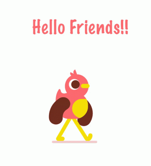 Animated Pink Chick Walking Hi Hello GIF