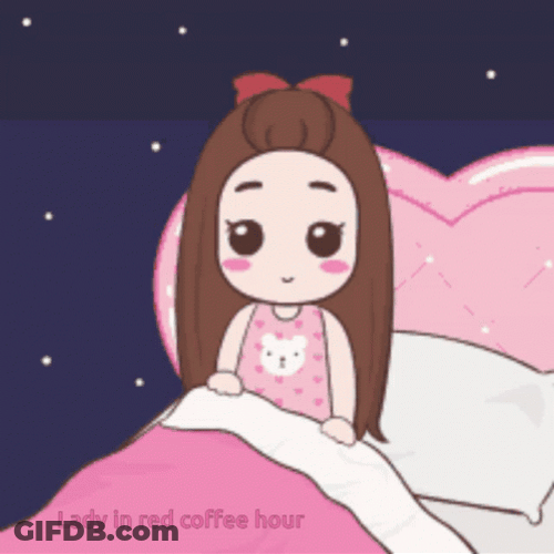 Animated Pink Girl Waving Good Night GIF