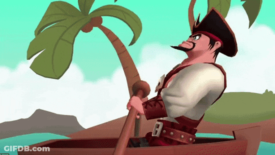 Animated Pirate Row The Boat  On The Road GIF
