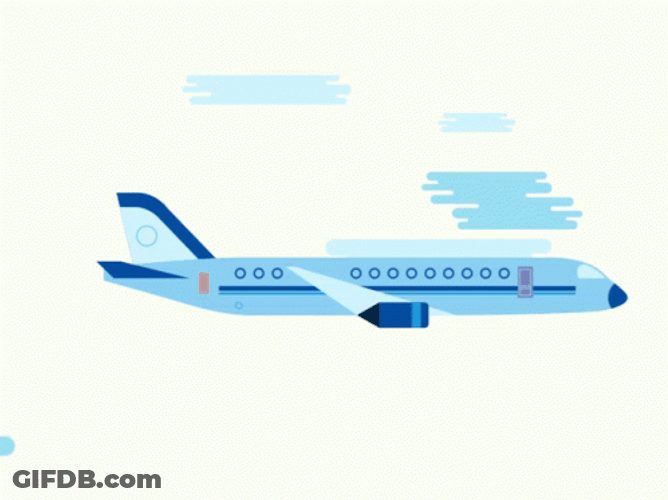 Animated Plane Flying Clouds GIF