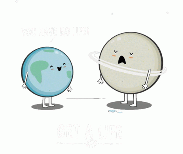 Animated Planet Earth And Saturn GIF