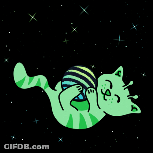 Animated Playing Green Ball  Moving Cat GIF