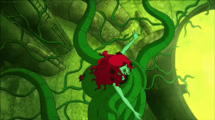 Animated Poison Ivy Rising Through Green Plant GIF