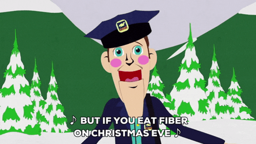 Animated Policeman Eating Fiber On Christmas Eve GIF