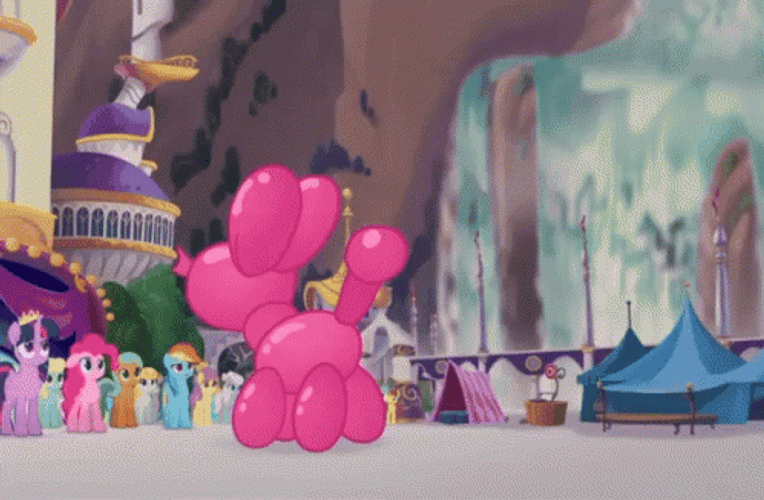 Animated Pony Pink Balloon Deflating GIF
