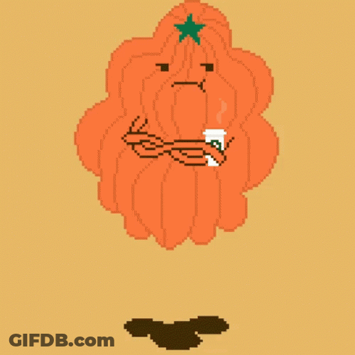 Animated Pumpkin With Pumpkin Spice Latte GIF