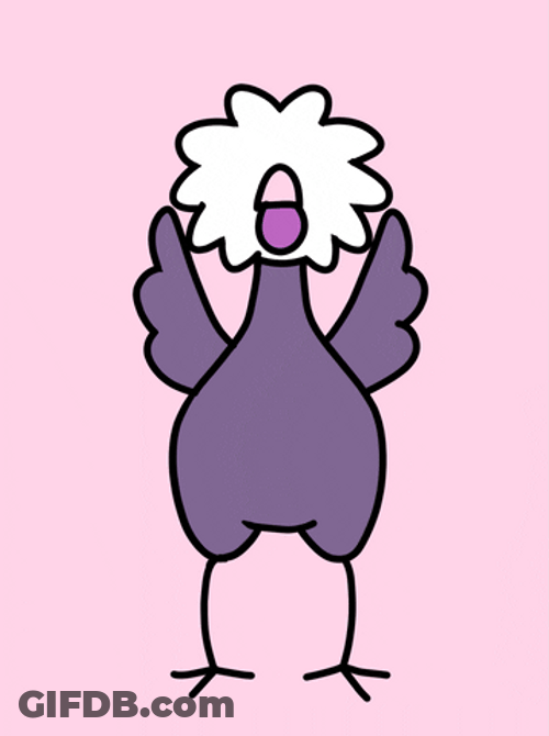 Animated Purple Chicken Dance Waving Hands GIF