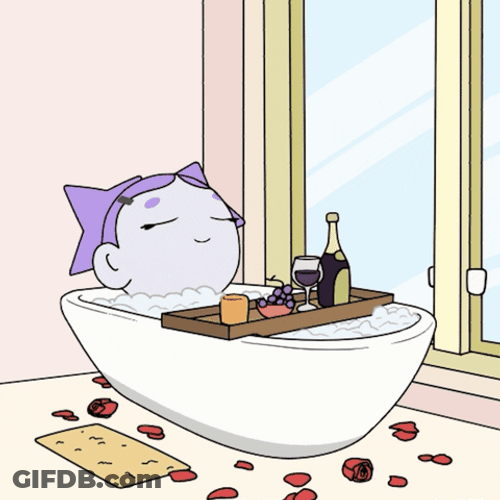 Animated Purple Haired Girl Bath Time GIF
