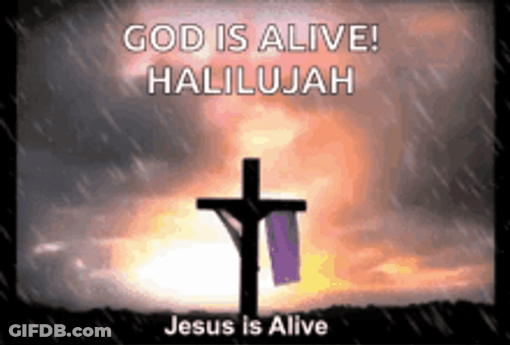 Animated Rain Cross He Has Risen GIF