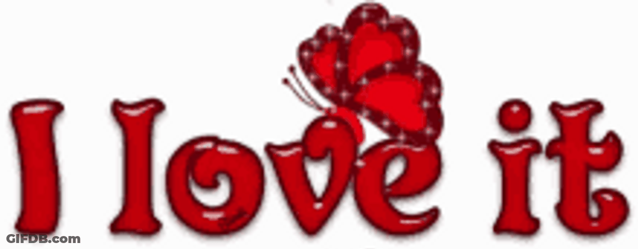 Animated Red Butterfly I Love It Text GIF