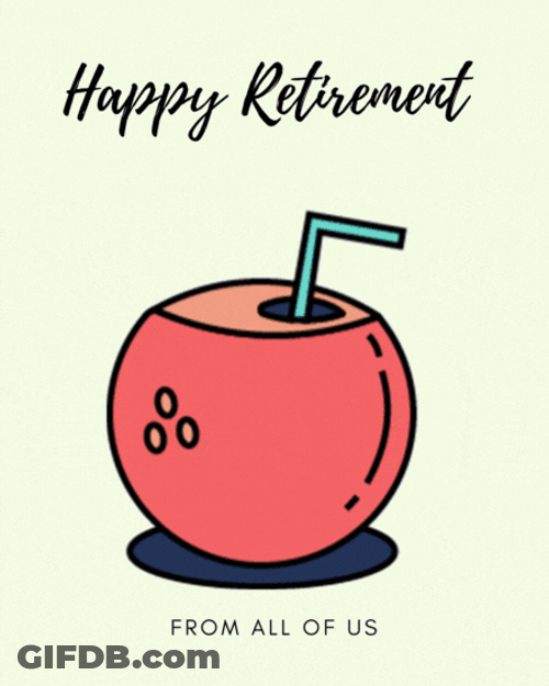 Animated Red Coconut Happy Retirement Greeting Card GIF