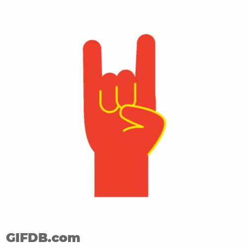 Animated Red Hand Doing Hook Em Sign GIF