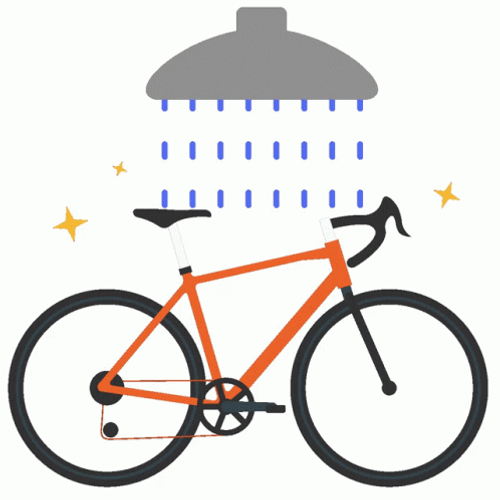 Animated Road Bicycle Under Rain GIF