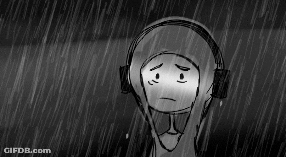 Animated Sad Boy In The Rain GIF