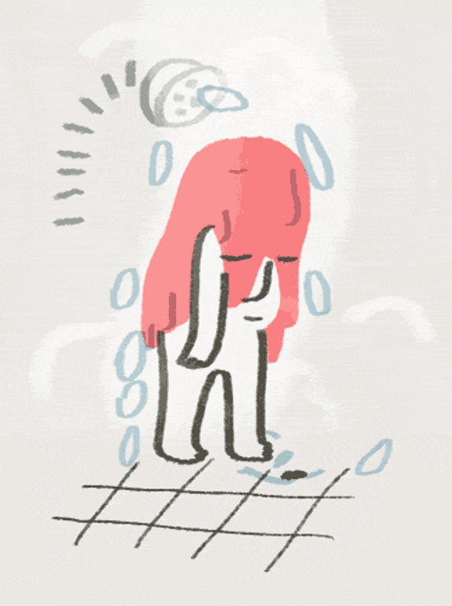 Animated Sad Girl Shower Time GIF
