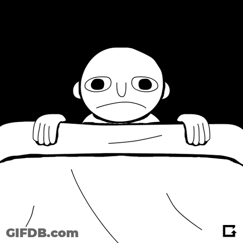 Animated Sad Man Wide Awake Overthinking GIF