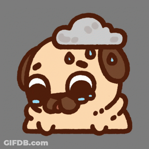 Animated Sad Puppy Under The Rain GIF