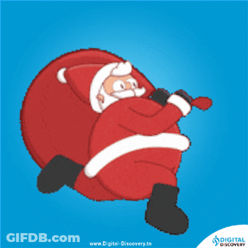 Animated Santa Claus Carrying A Huge Bag Noel GIF