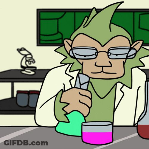 Animated Scientist Mixing Chemicals GIF