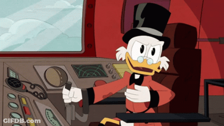 Animated Series Duck Tales Scrooge Mcduck Driving Airplane GIF