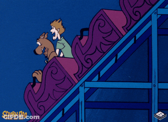 Animated Shaggy And Scooby Doo Riding A Rollercoaster GIF