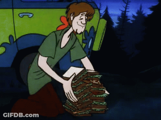Animated Shaggy Arranging Sandwiches GIF