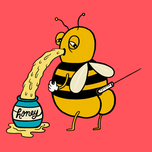 Animated Sick Bee Puking Honey GIF