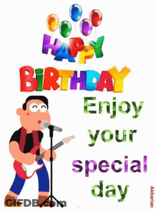 Animated Singing Man Happy Birthday Enjoy Your Day GIF