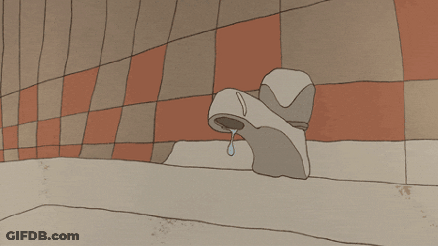 Animated Sink Faucet Water Pouring Drops GIF