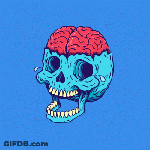 Animated Skull Laughing Pink Brain GIF