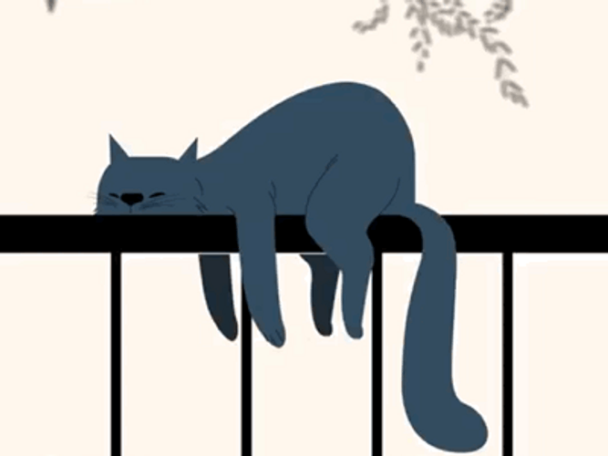 Animated Sleepy Cat Hanging On Handrail GIF