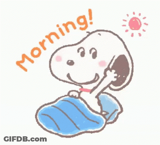Animated Snoopy Greets Good Morning GIF