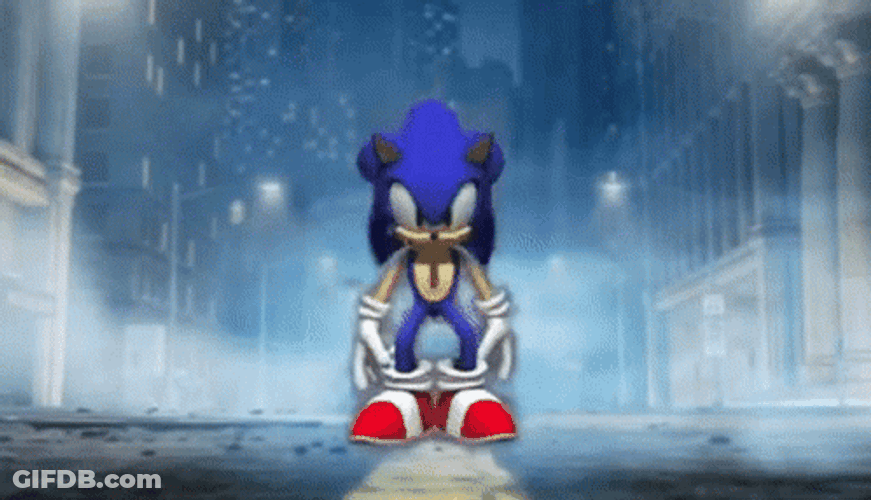 Animated Sonic The Blue Hedgehog Break Dancing In The Road GIF