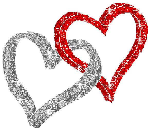 Animated Sparkly And Glittery Twin Hearts Sticker GIF