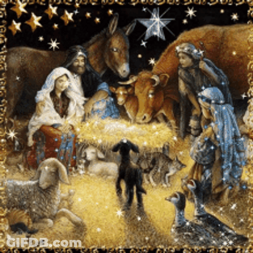 Animated Sparkly Nativity Of Jesus Illustration GIF