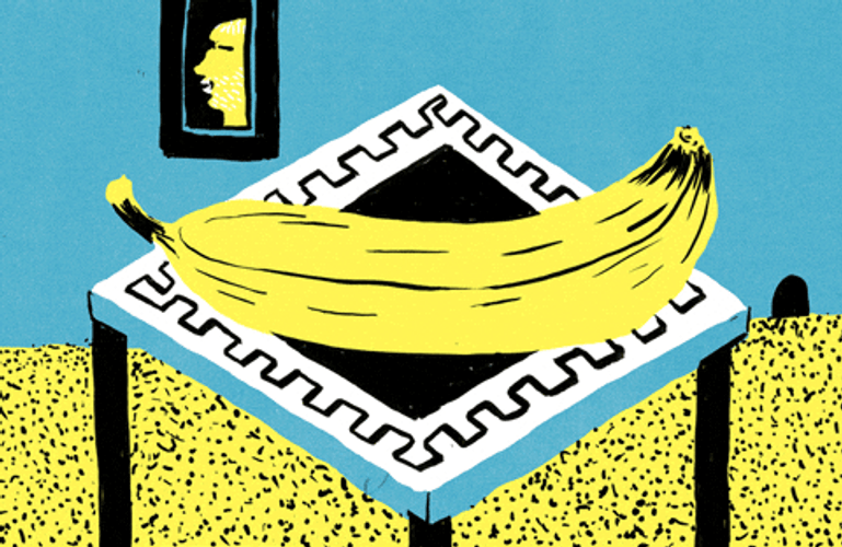 Animated Spinning Banana Peeled On Table GIF
