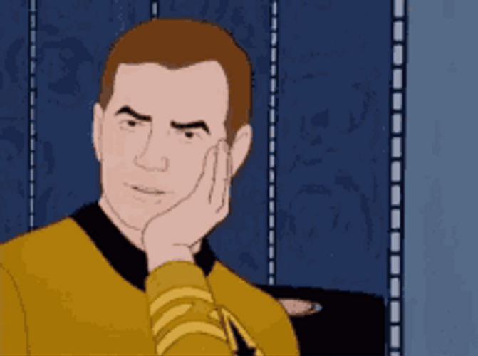 Animated Star Trek Admiral James T. Kirk Pretends To Be Shocked GIF