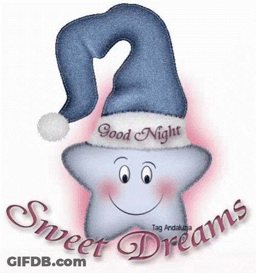 Animated Star With Good Night Cap GIF