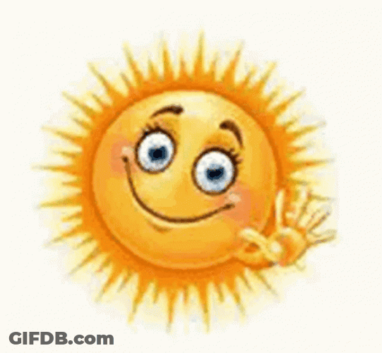 Animated Sun Bright Smile And Wave GIF